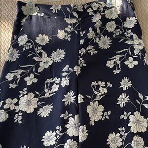 LOFT Navy Floral Wide Leg Pants